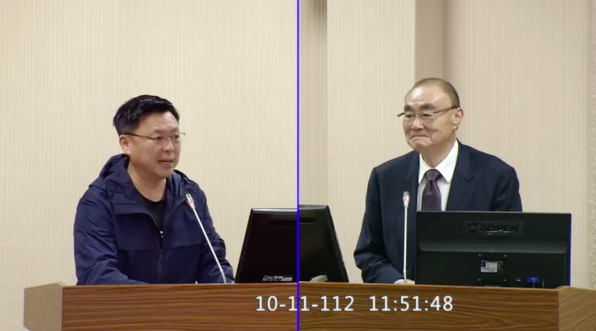 民進黨立委趙天麟今(11)日質詢退輔會主委馮世寬有關潛艦國造議題。 圖：翻攝自立院議事轉播IVOD