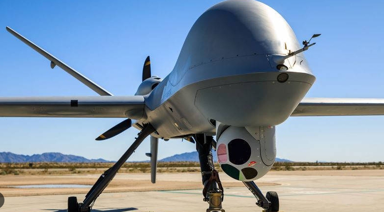 裝置在MQ-9無人機下方的美軍機載MX-20 光電偵察監視吊艙。 圖 : 翻攝自搜狐