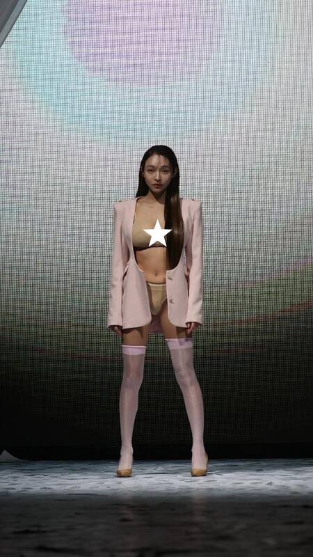 林襄14日登上台北時裝週，妝容及造型引來網友們的批評。 圖：莉奈文創／提供