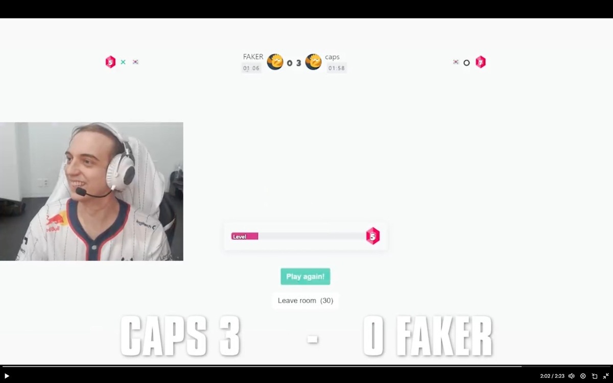 Caps以3：0的成績完勝Faker。 圖：翻攝自G2 League of Legends X