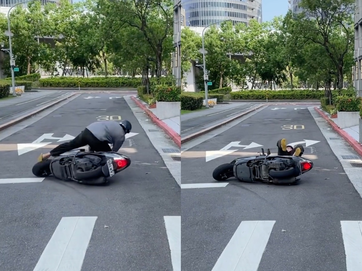 這群人拍攝「車禍經典語錄」時，石頭竟真的在拍攝現場發生摔車意外。 圖：翻攝自IG＠thisgroupofpeople