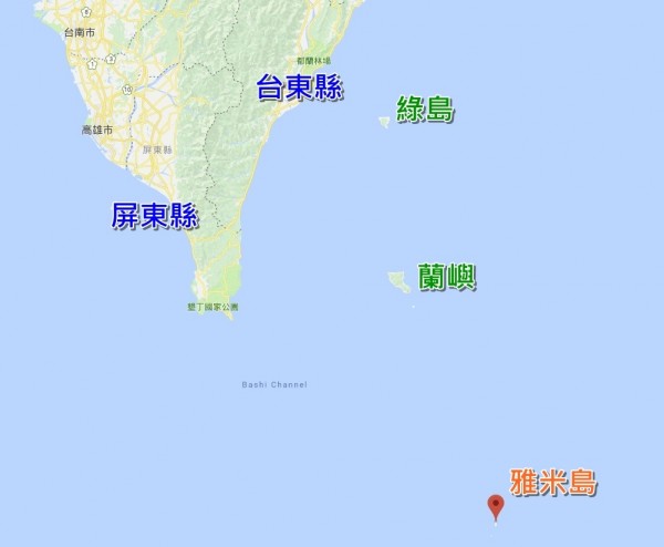 美國軍方正就菲律賓最北部偏遠島嶼巴丹島開發民用港口與菲方進行談判，其中最北端雅米島距蘭嶼不到100公里。 圖：翻攝Google Map