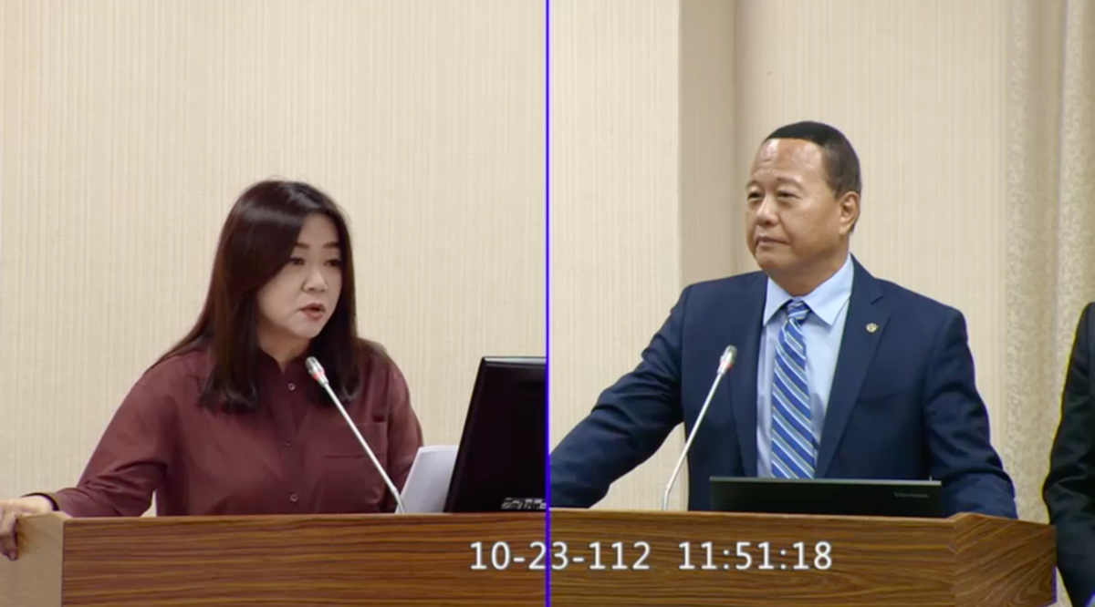 國民黨立委馬文君今(23)在立院質詢時質疑國防部與綠委「套招」。 圖：翻攝自立院議事轉播IVOD。