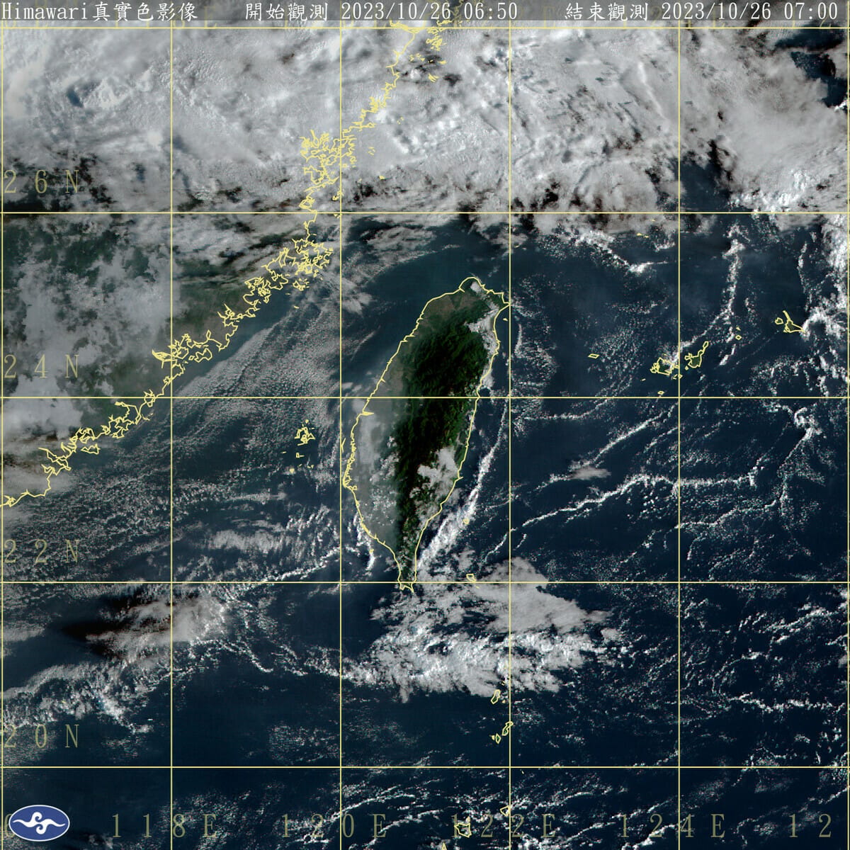 今天全台各地包括澎湖、金門，大都是多雲到晴的天氣，馬祖有局部短暫雨，基隆北海岸與東半部地區有零星短暫雨。 圖：中央氣象署／提供