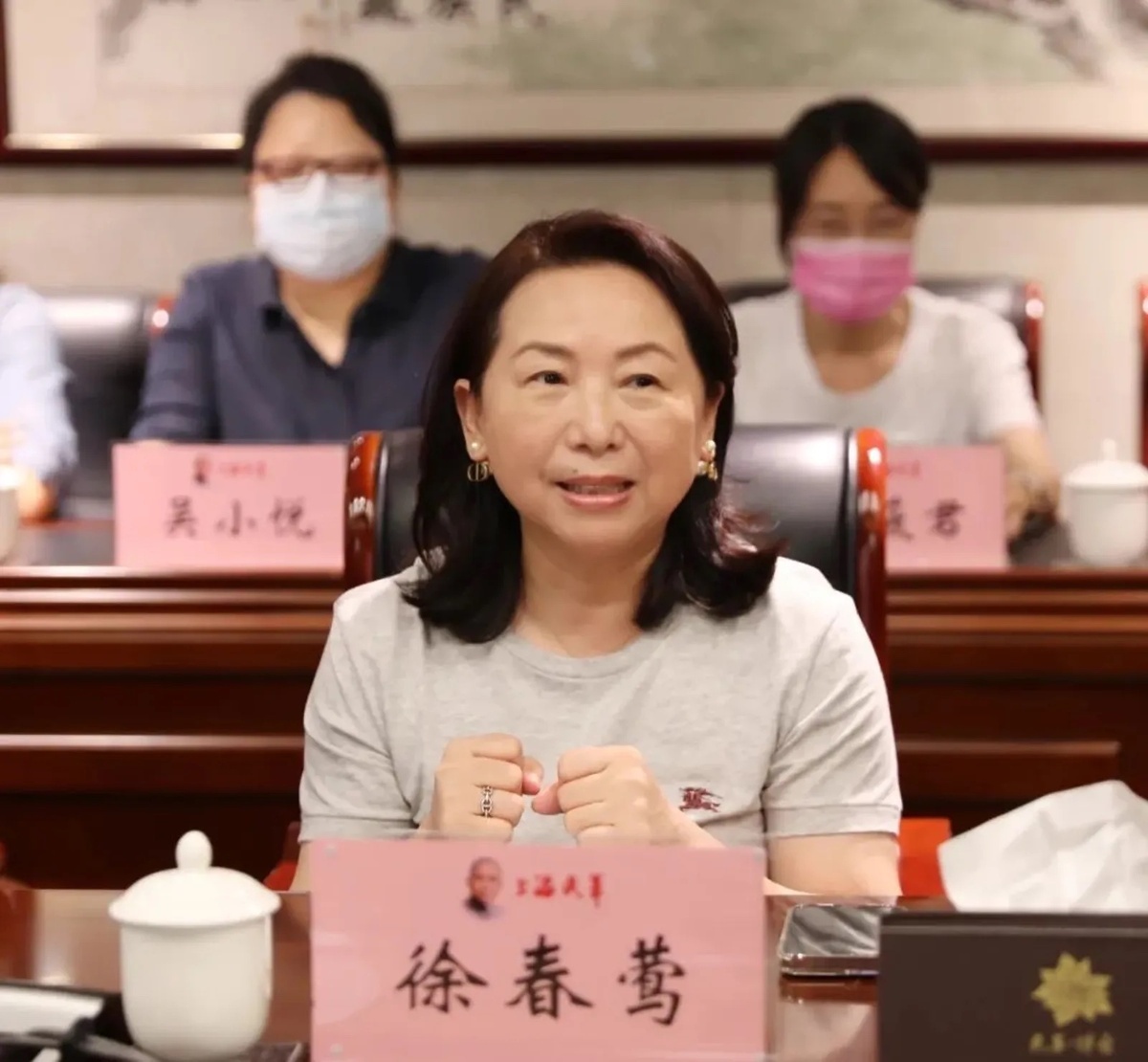 台灣新住民發展協會理事長徐春鶯。 圖：截自民革上海市委官方澎湃號