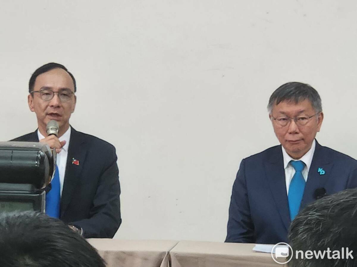 國民黨主席朱立倫（左）、民眾黨總統參安選人暨黨主席柯文哲（右）。 圖：黃建豪 / 攝（資料照）