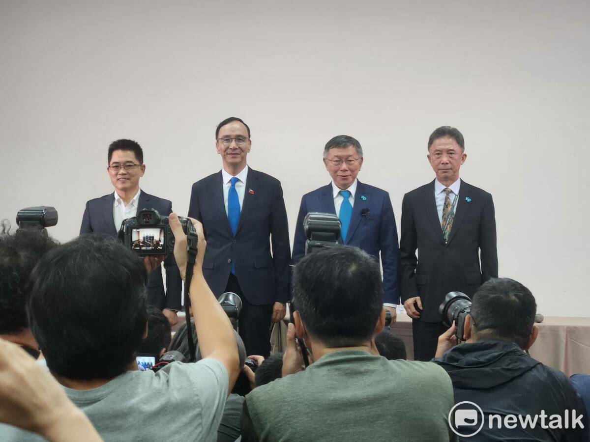 國民黨主席朱立倫與民眾黨主席柯文哲完成首次政黨協商。 圖：黃建豪/攝（資料照片）