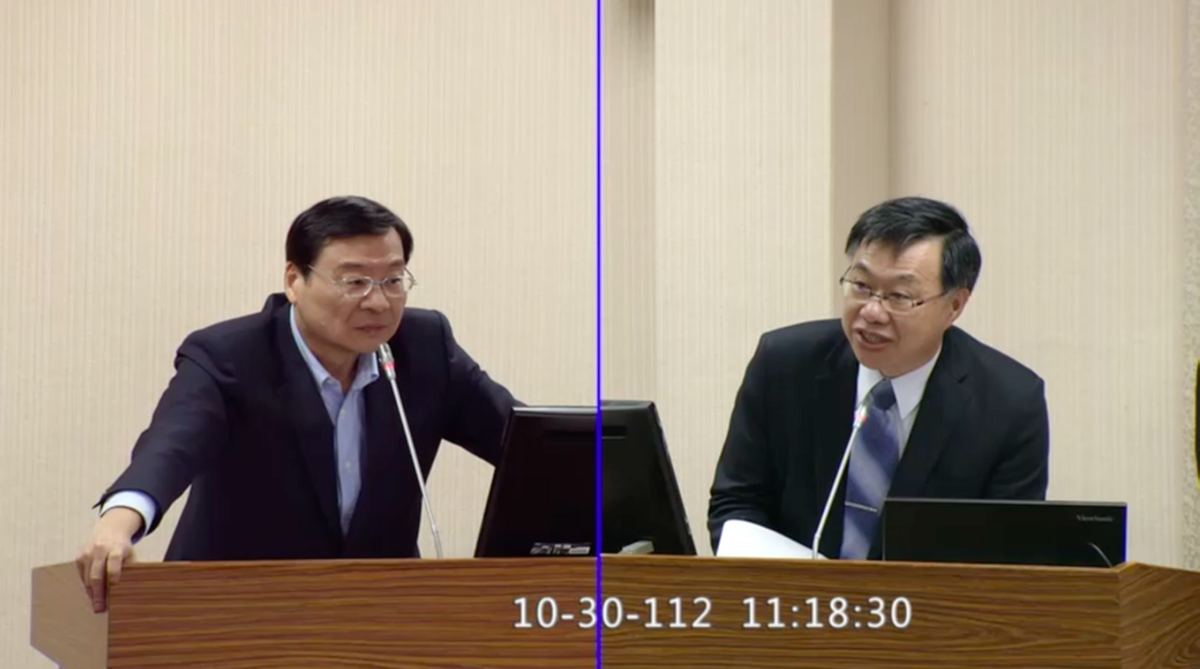 國民黨立委曾銘宗今(30)質詢國安局對趙天麟外遇女子是否有所掌握。 圖：翻攝自立院議事轉播IVOD