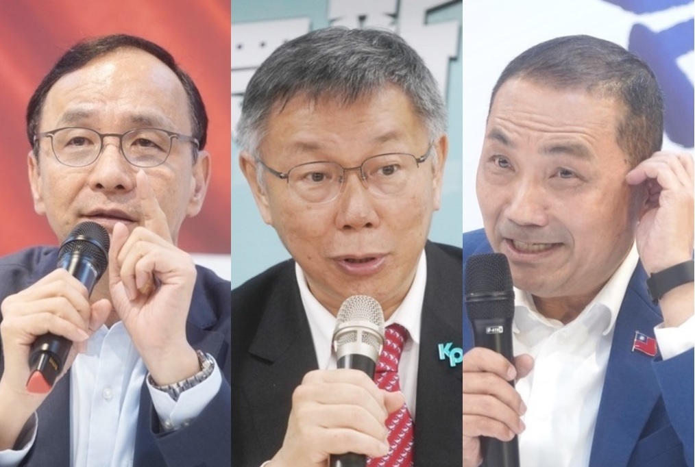 國民黨主席朱立倫、民眾黨總統參選人柯文哲、國民黨總統參選人侯友宜三人於10月31日晚間於景美進行密會 圖：張良一/攝（新頭殼合成圖）