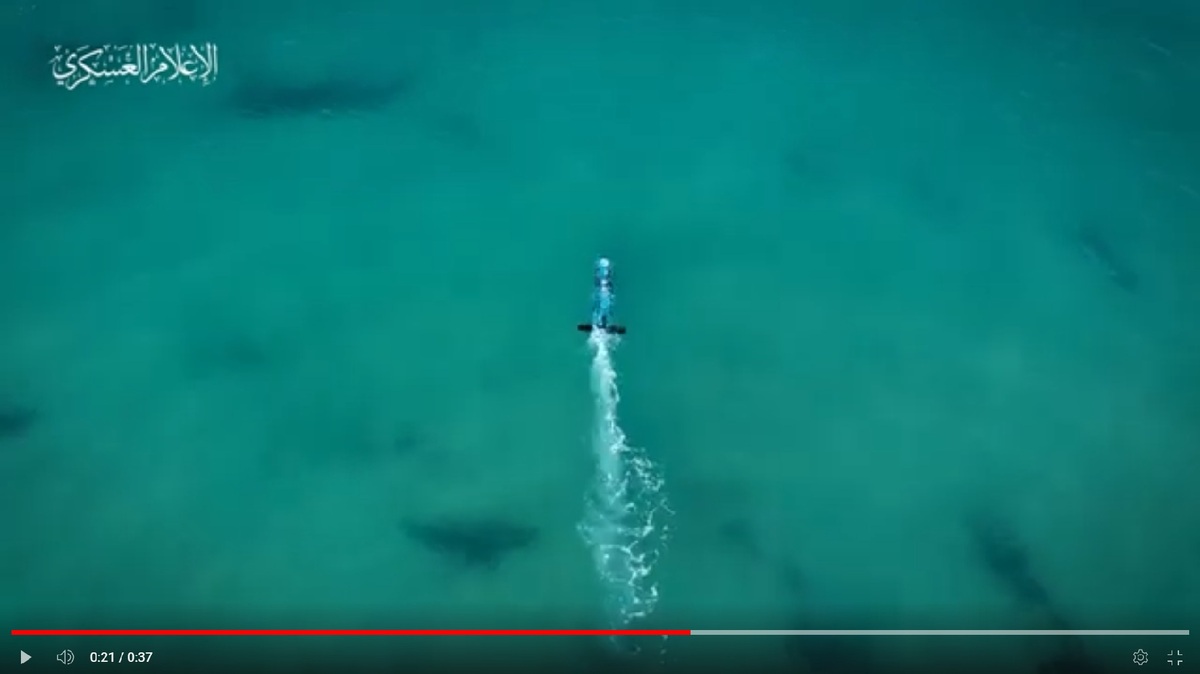 哈瑪斯首曝光「阿塞夫」魚雷。 圖：截取@包容万物恒河水微博影片