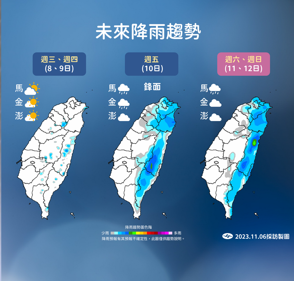 未來一週降雨趨勢。 圖：中央氣象署／提供