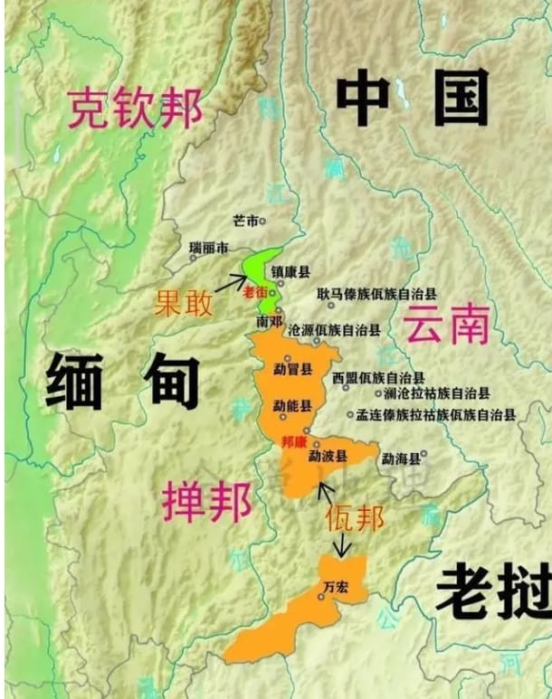 緬甸叛軍分布圖。 圖 : 翻攝自騰訊網