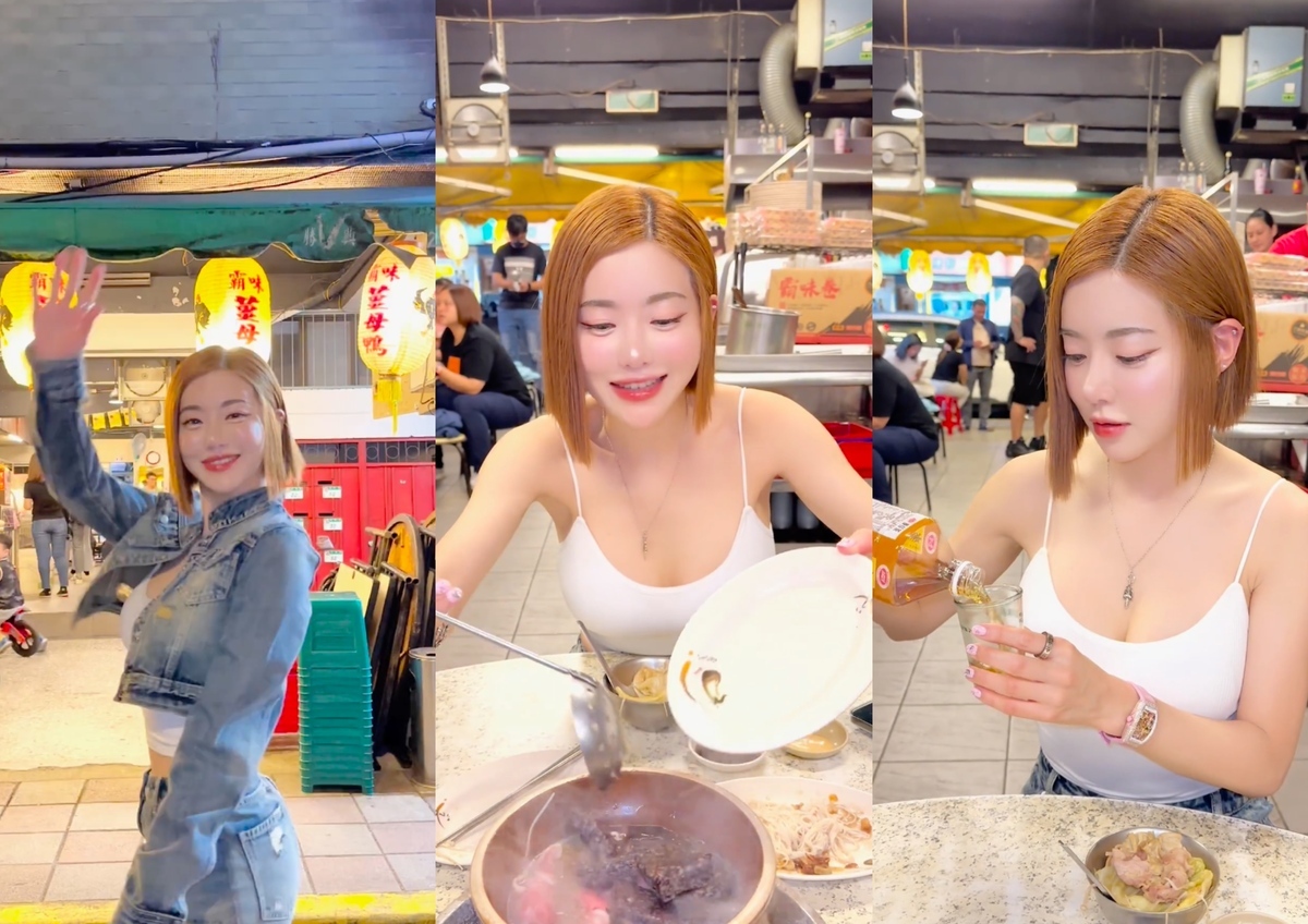 DJ SODA品嚐了道地美食薑母鴨，更接地氣的搭配國民飲料「麥仔茶」。 圖：翻攝自IG＠deejaysoda