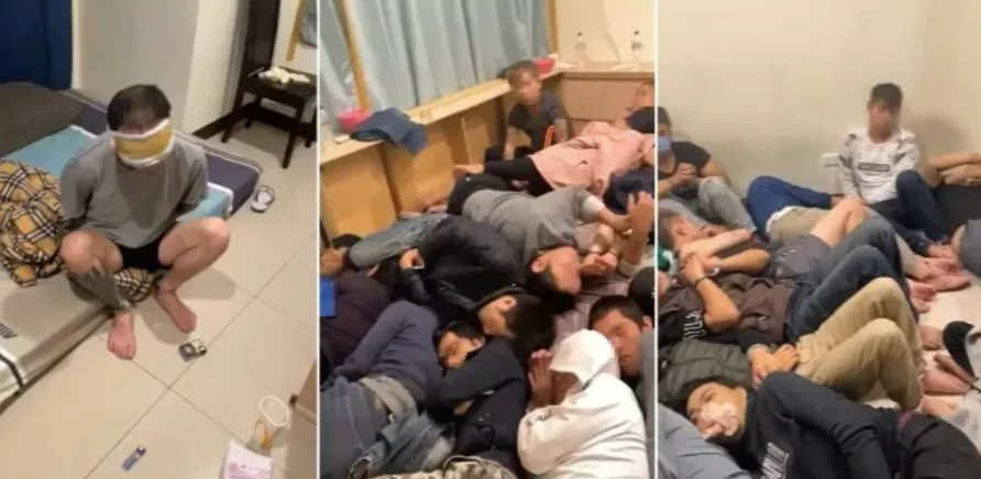 網路流傳「台版柬埔寨」受害人遭囚禁畫面，震驚台灣社會。 圖：翻攝自爆料公社