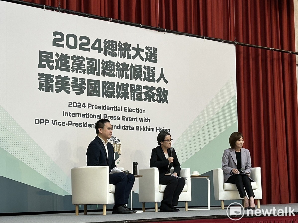 蕭美琴今日在台北與國內外媒體茶敘。 圖：黃宣尹攝