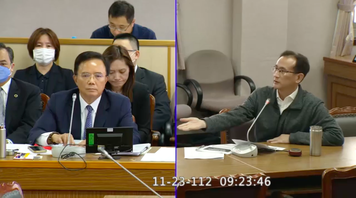民進黨立委鄭運鵬今(23)日質詢法務部次長蔡碧仲關於藍白合期約賄選問題。 圖：翻攝自立院議事直播IVOD