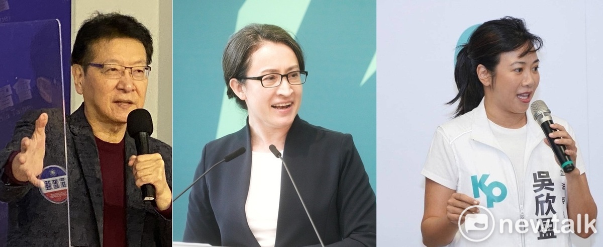 左起：國民黨副總統候選人趙少康、民進黨副總統候選人蕭美琴、民眾黨副總統候選人吳欣盈。 圖：新頭殼合成（取材：周煊惠攝、張良一攝、吳欣盈臉書）