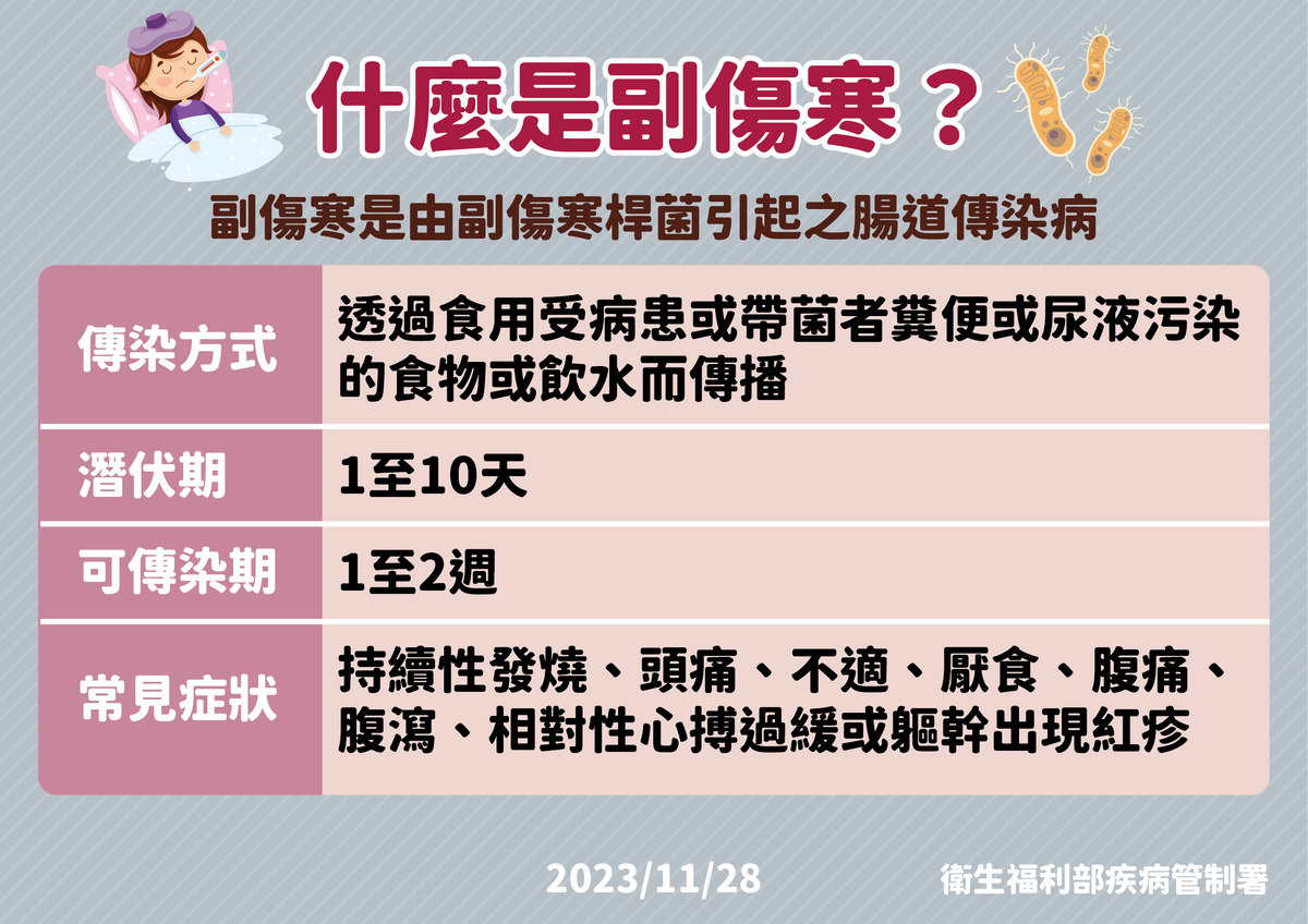 副傷寒症狀一覽 圖：疾管署／提供