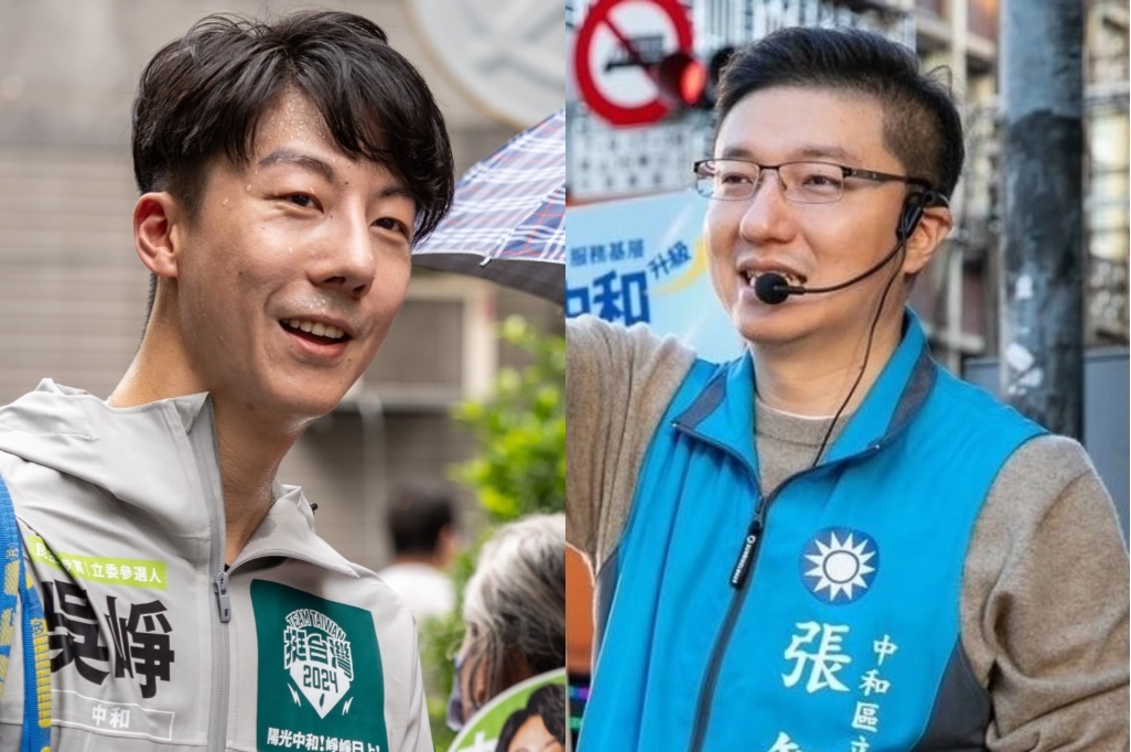 新北市第八選區（中和）立委之戰，民進黨立委候選人吳崢與國民黨立委候選人張智倫。 圖:翻攝自吳崢、張智倫臉書