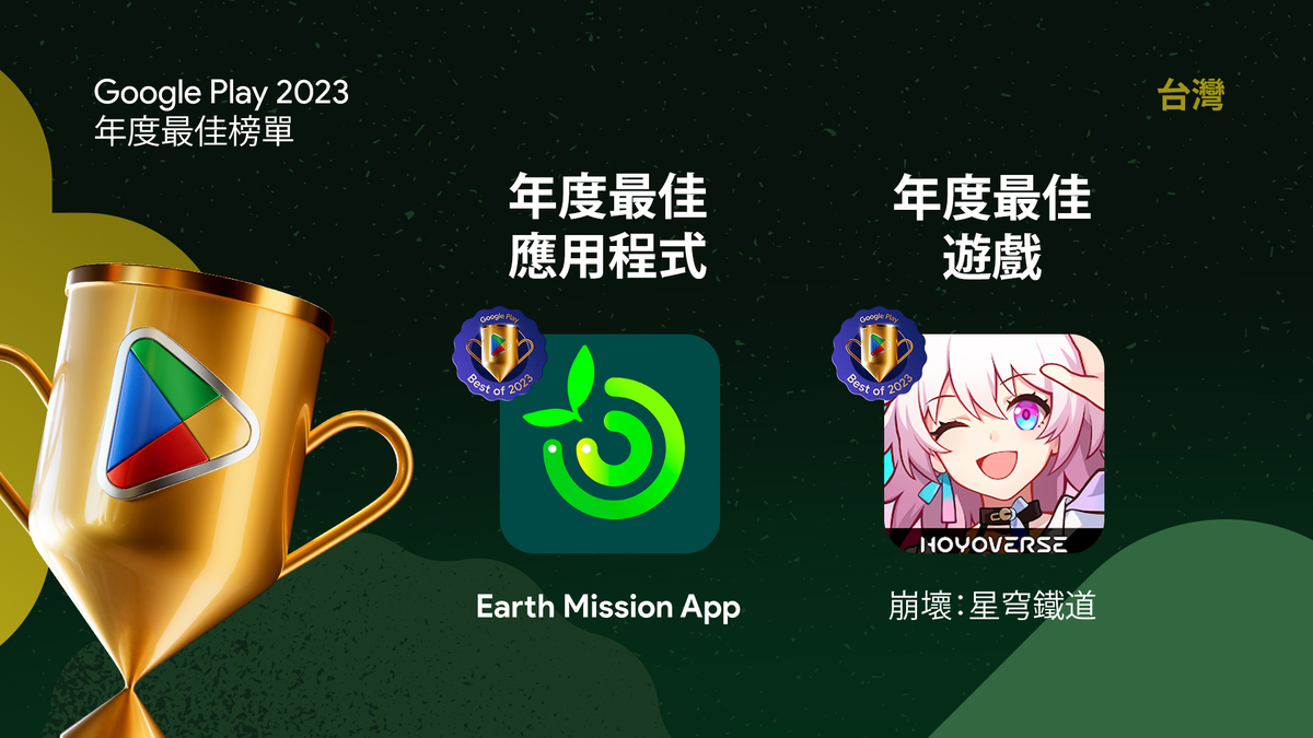 Google Play 2023 年度最佳榜單_年度最佳應用程式、年度最佳遊戲 圖：Google/提供