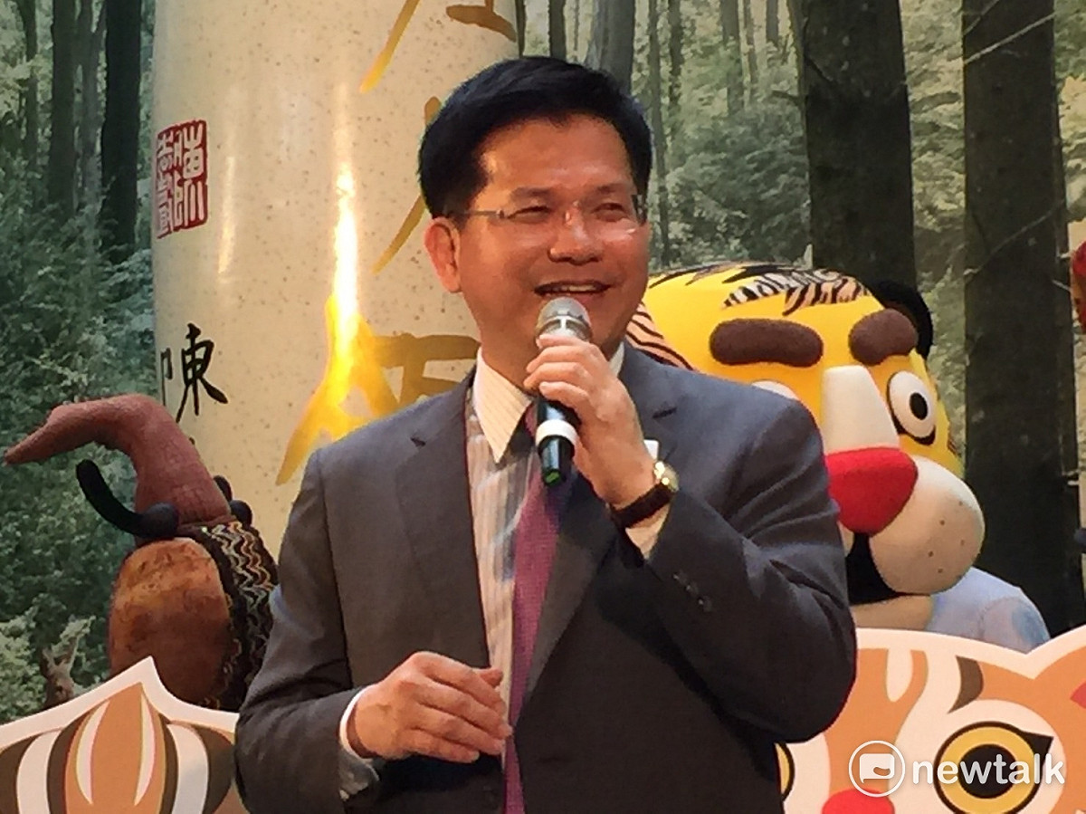 2018台中花博石虎的家情境屋，開館記者會。台中市長林佳龍致詞： 圖：王鵬宇/攝