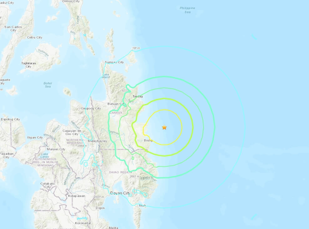 菲律賓南部海域3日發生規模6.6地震。 圖：取自美國地質調查所網頁usgs.gov