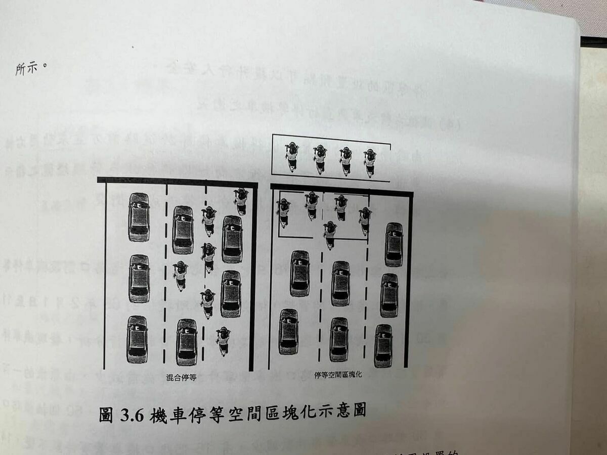 王義川在20年前的博士論文中，曾針對機車向前挺進和兩段式左轉進行數量方法分析。 翻攝自「搶救王義川大兵」臉書