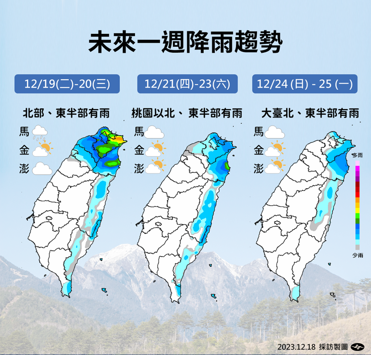 未來一週降雨趨勢。 圖：中央氣象署／提供