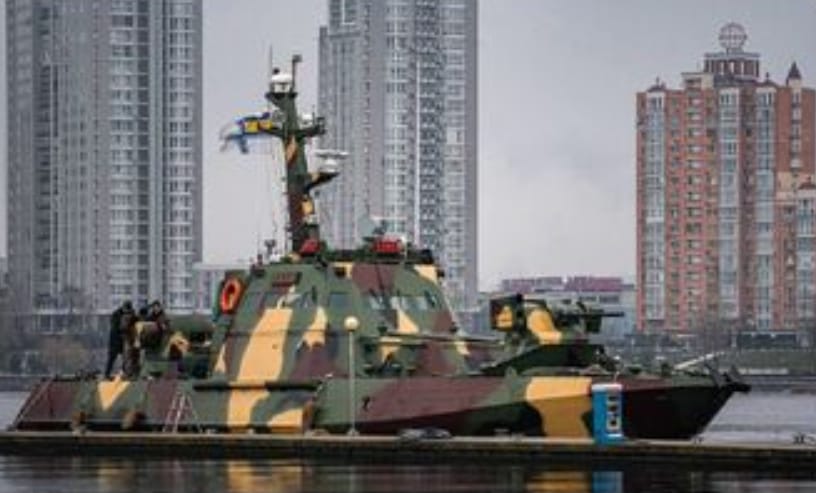 烏克蘭海軍新下水的砲艇布查號。 圖 : 翻攝自X OSINTtechnical