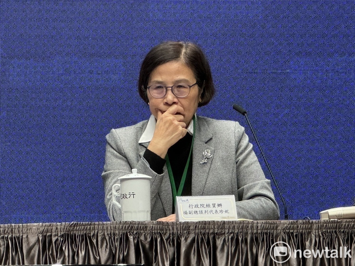 行政院經貿談判辦公室副總談判代表楊珍妮今（21）天列席行政院會後記者會。 圖：謝莉慧/攝