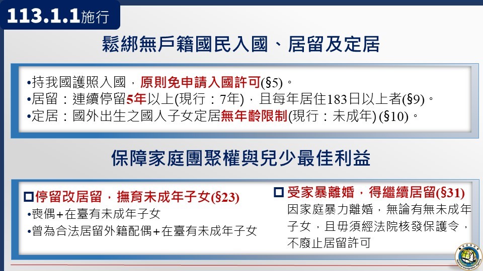 入出國及移民法修正案重點之一。 圖：內政部提供