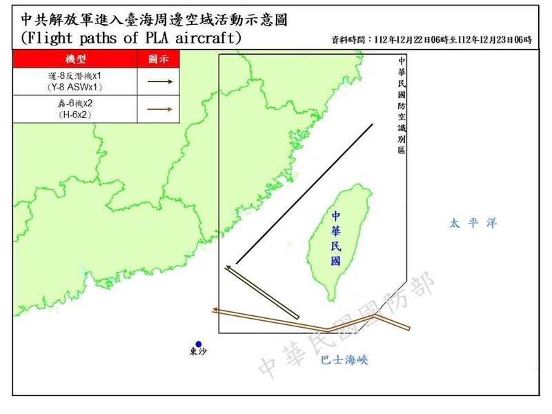 國防部公布7共機2共艦擾台。 圖/國防部