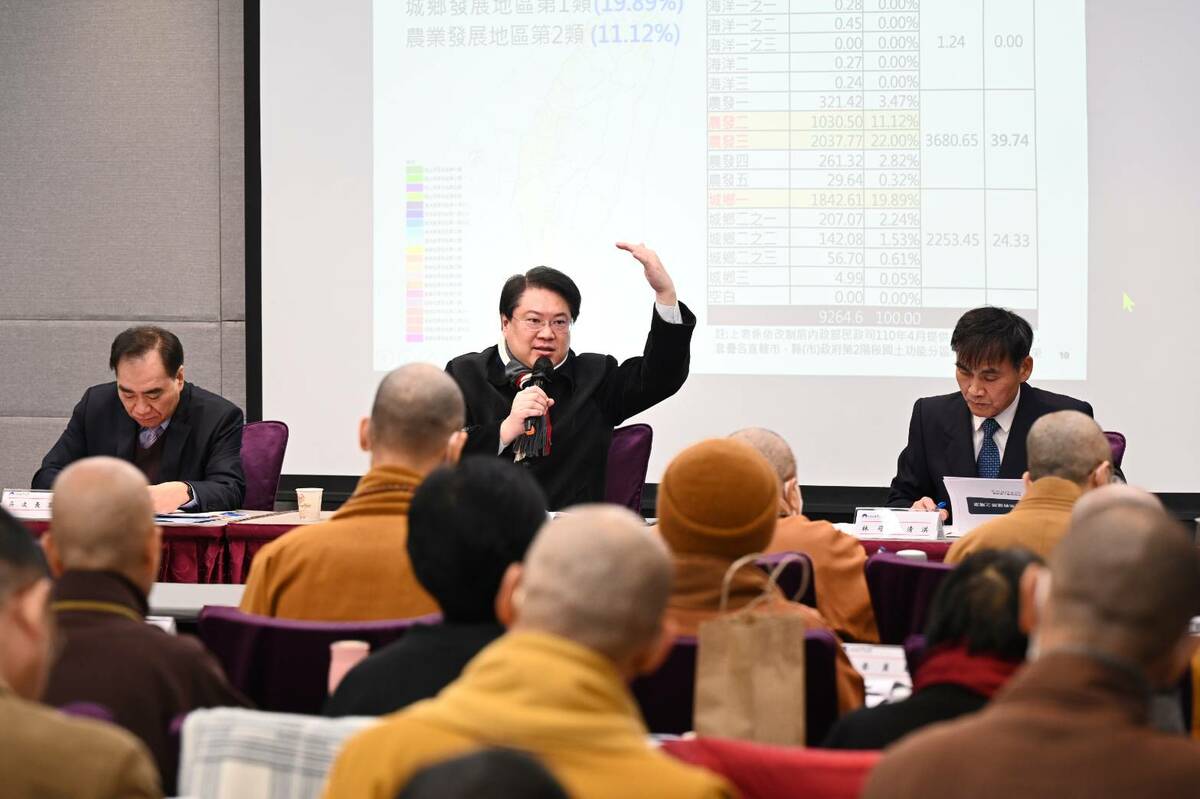 林右昌部長向委員說明內政部未來輔導宗教建築及土地相關規劃。 圖：內政部提供