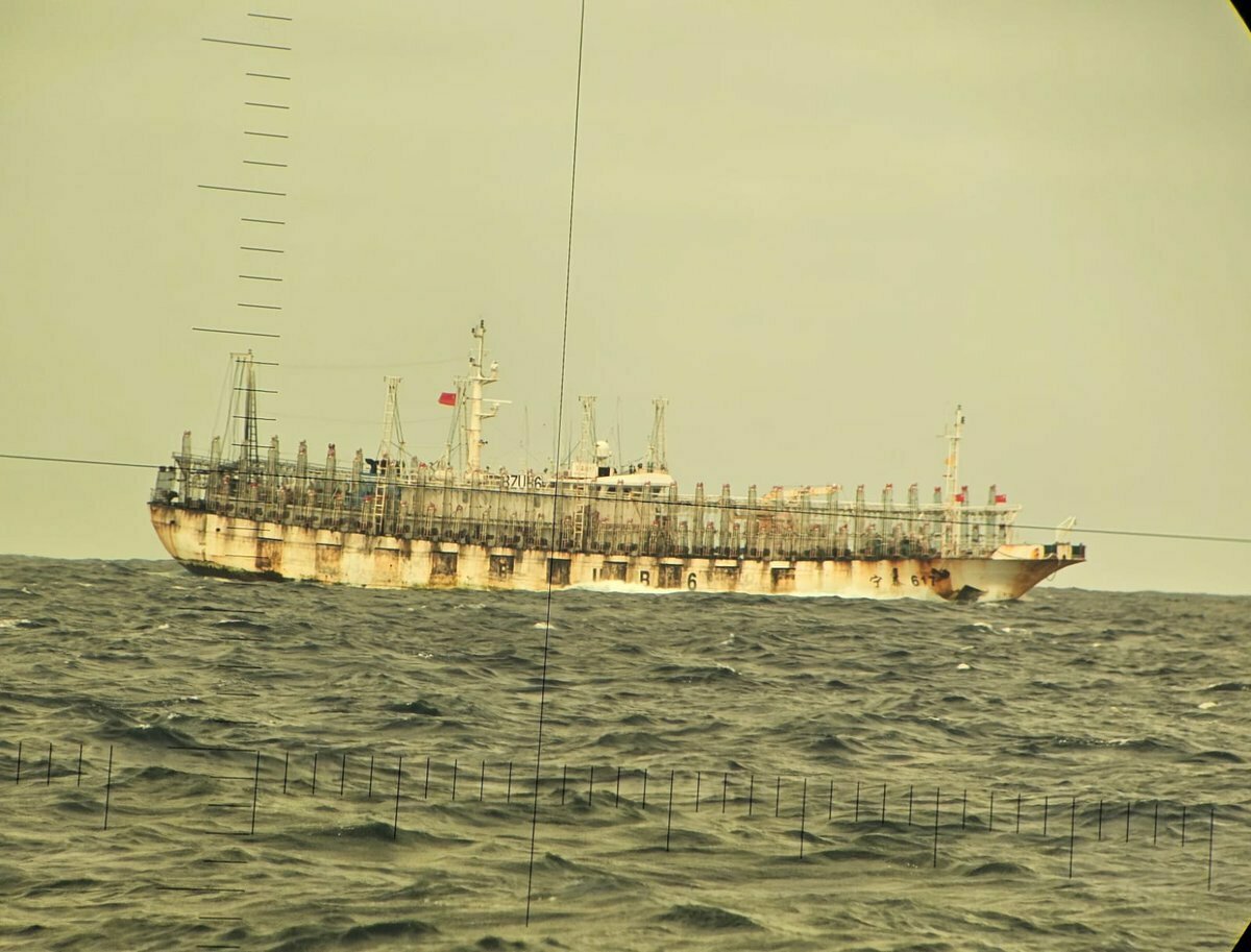 中國坐擁世界規模最龐大的深海捕魚艦隊，近十年來捕撈量更成長逾 500%，尤其在南太平洋的掠奪行徑更引發對鮪魚產業受創的擔憂。 圖：擷自智利海軍「X」@Armada_Chile
