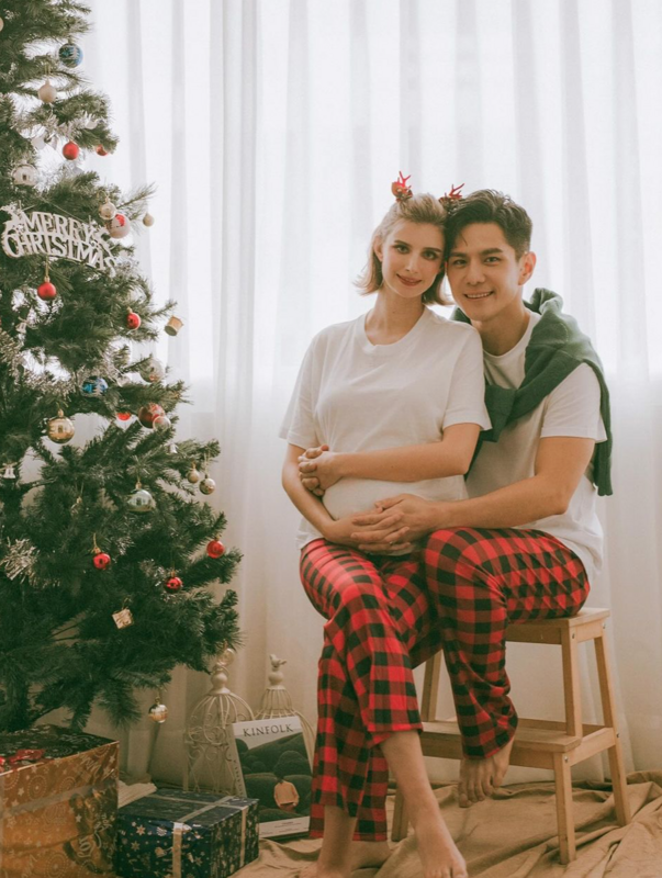 YouTuber林佳娜下個月即將生產，近日她驚喜曝光和祖雄的孕婦寫真。 圖：翻攝自IG＠herotai_official