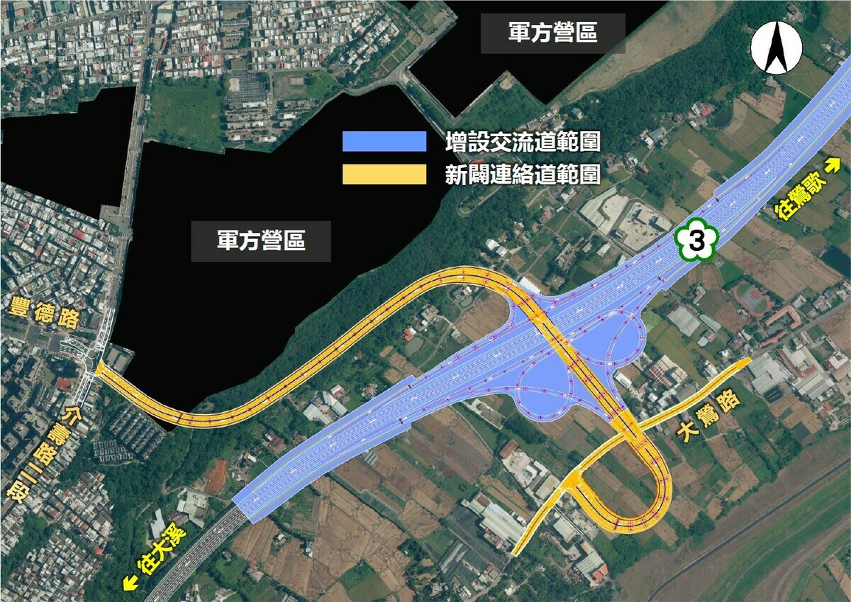 國道3號增設桃園八德交流道工程規劃示意圖。 圖：高速公路局／提供