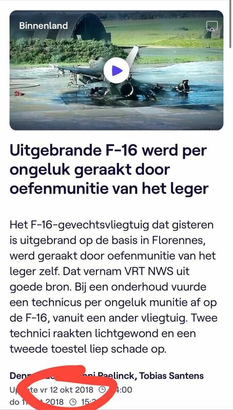 網路上聲稱俄軍摧毀敖德薩機場F-16戰機的照片實際上是 2018 年時在比利時空軍基地拍攝的 圖：翻攝自X帳號「@nexta_tv」