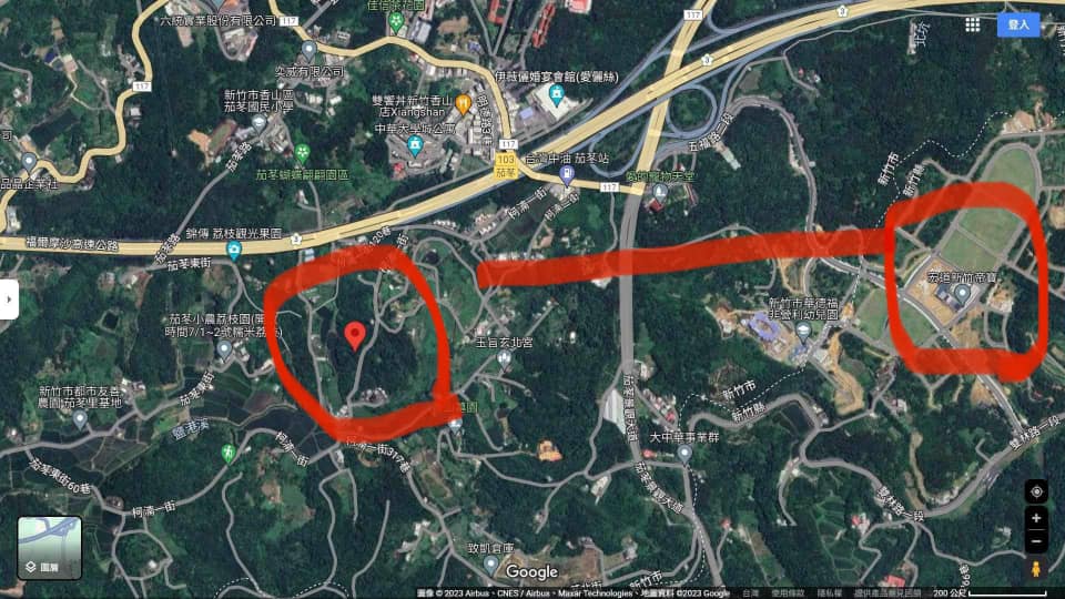新竹帝寶與柯美蘭農地的距離。 圖：取自徐嶔煌臉書