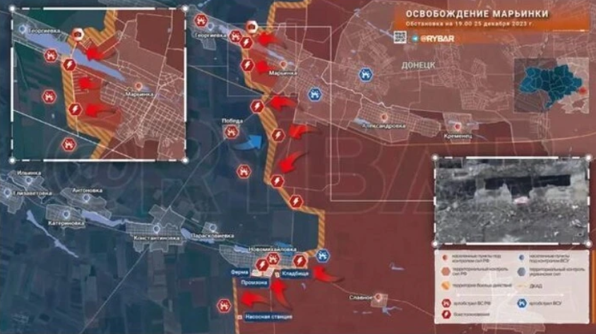 烏克蘭馬林卡地區軍事地圖。 圖：翻攝自石川觀察