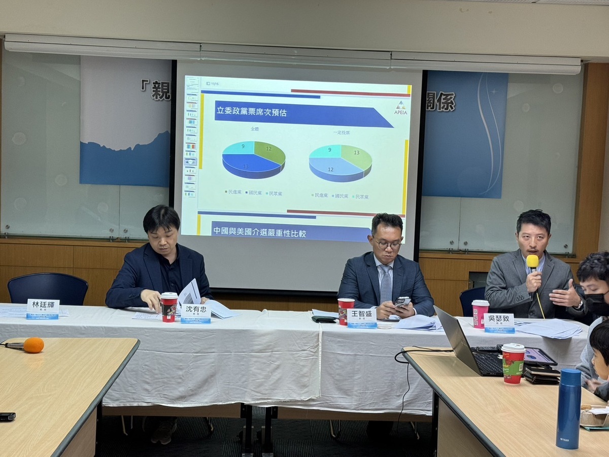 中華亞太菁英交流協會在今（29）日舉辦「總統大選與兩岸關係」民調座談會，總統民調仍由「賴蕭配」領先，政黨支持度則是民衆黨78.4%，領先民進黨74.7%和國民黨68.9%。 圖：謝莉慧/攝