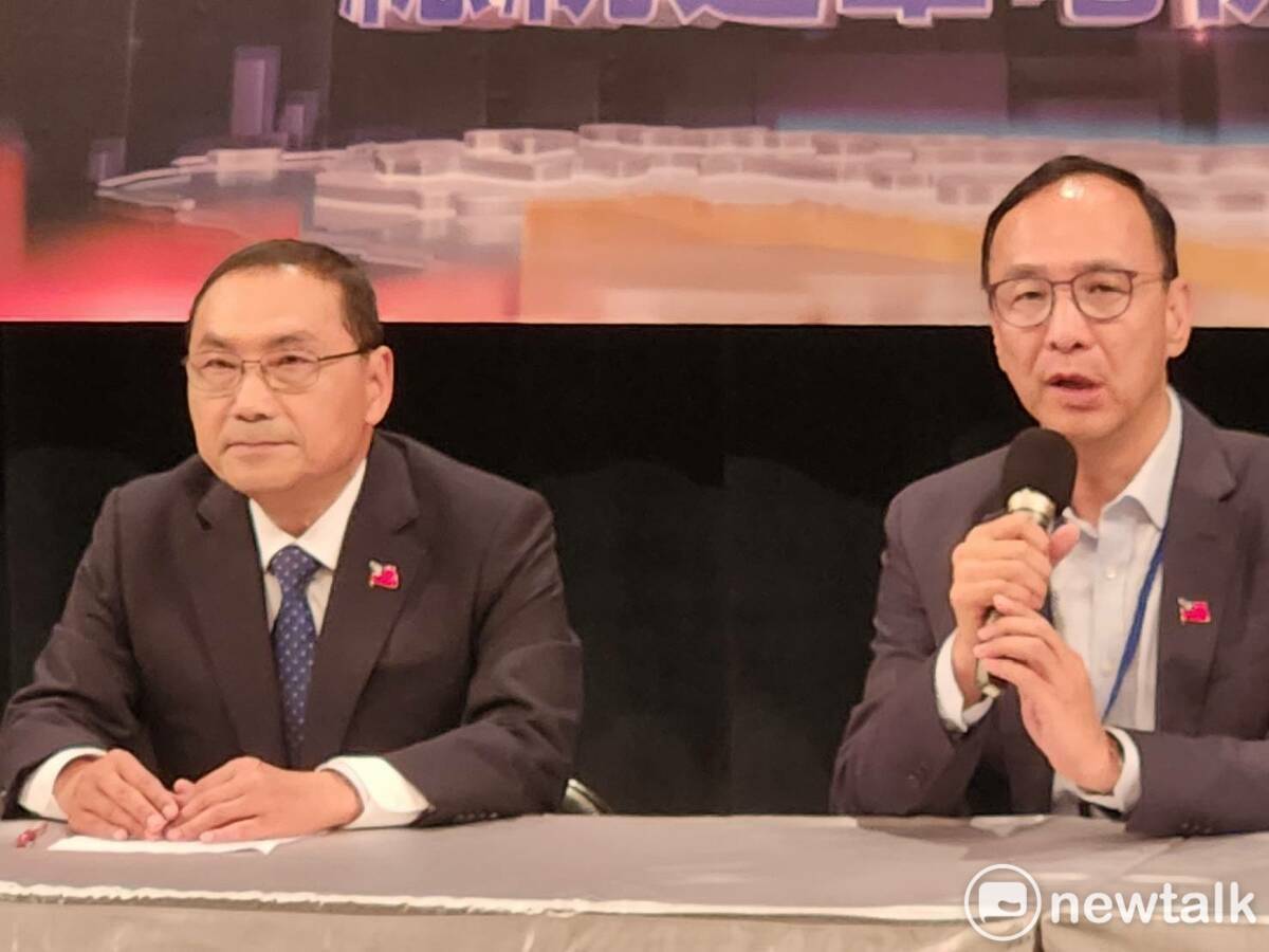 侯友宜與國民黨主席朱立倫在總統電視辯論會後，持續抨擊賴清德。 圖：黃建豪/攝