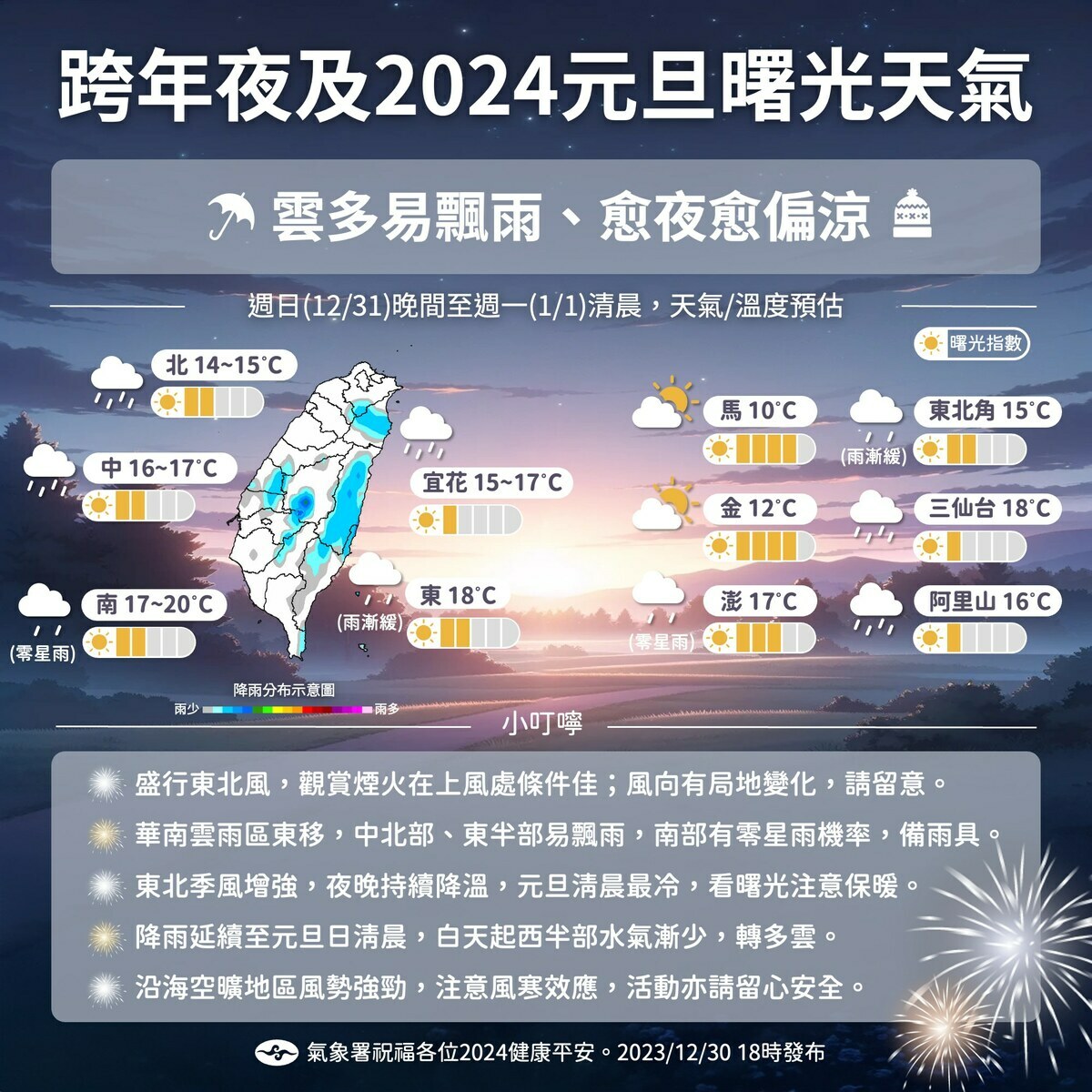 跨年.追曙光一圖掌握。 圖/中央氣象