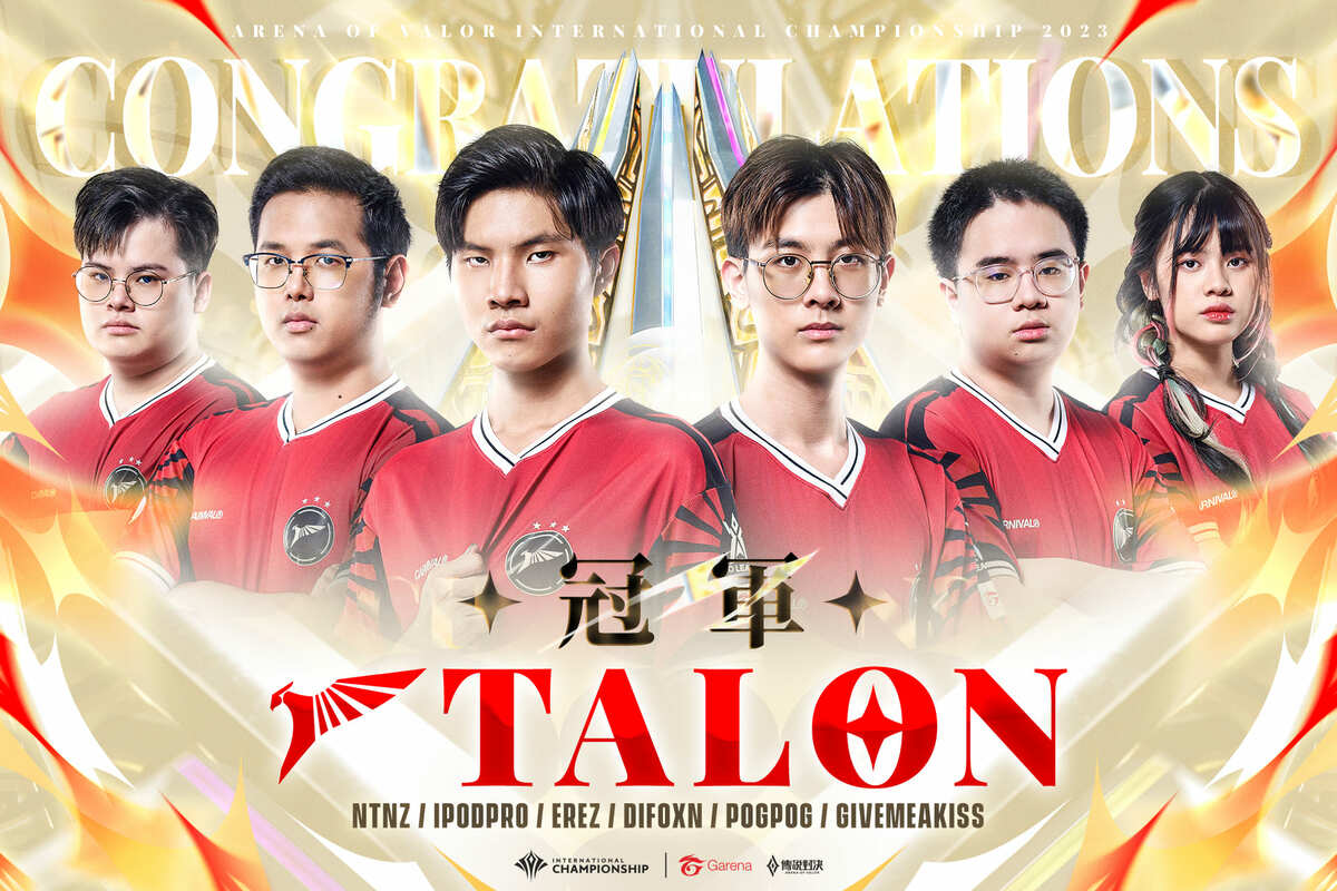 二度稱霸國際賽事 泰國勁旅 Talon 勇奪AIC 2023 冠軍 圖：Garena/提供
