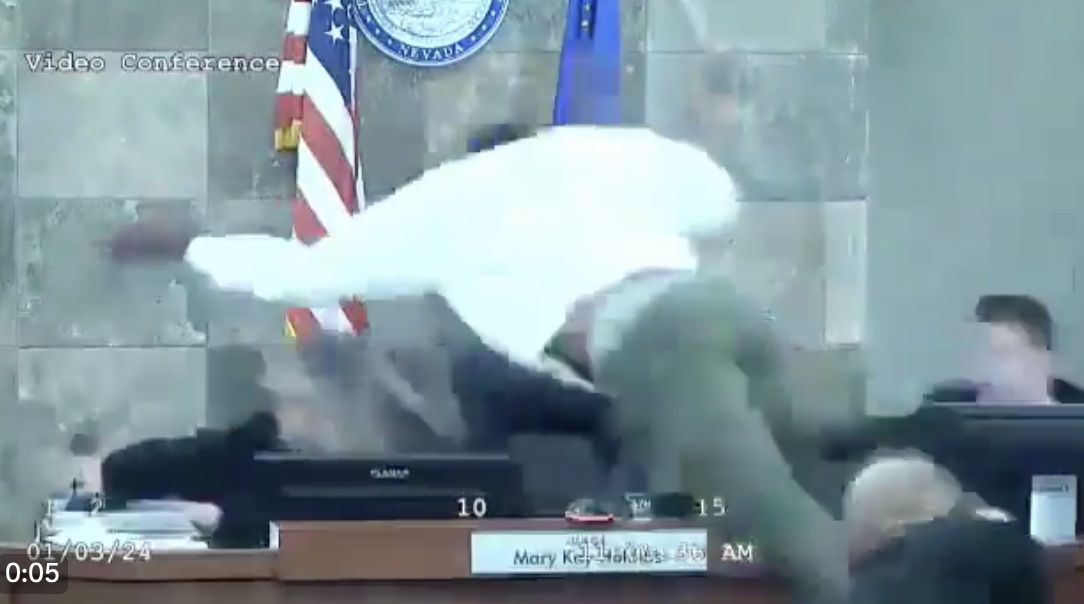 30 歲男子雷登因為被拒絕緩刑，襲擊當庭法官霍爾。 圖：翻攝自 X non aesthetic things 影片截圖