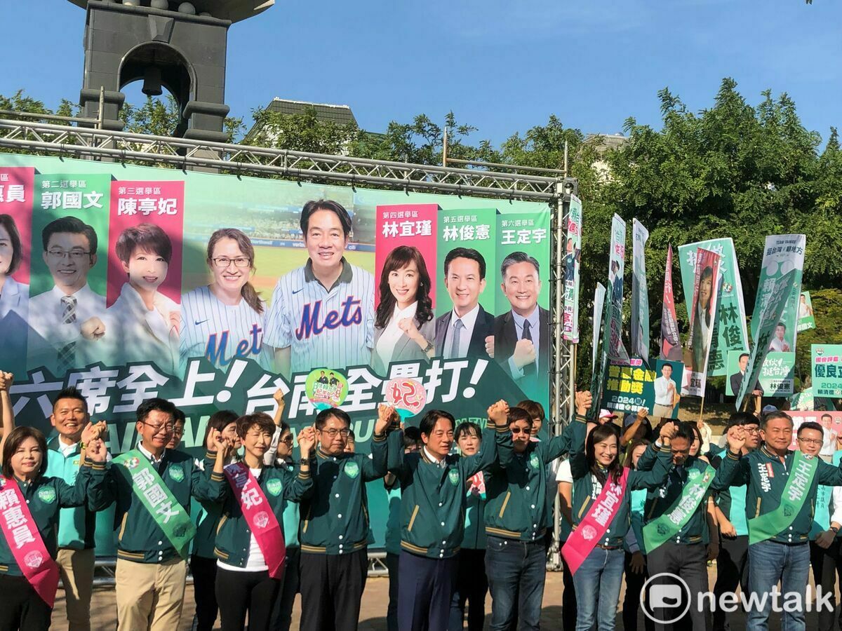 台南向來被視為民主聖地和綠營票倉，這次又正好是民進黨總統候選人賴清德掘起政壇的起家厝，被視為賴的本命區。此次大選民進黨在台南能否保住總統高得票率和六席立委全壘打，不僅關乎賴清德的面子，也牽動台南藍綠版圖變化，更是民進黨能否保住總統寶座和立院優勢席次的關鍵。 圖：黃博郎／攝