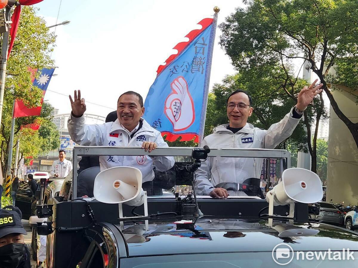 國民黨總統候選人侯友宜選前最後一周，持續加強六都車隊掃街。 圖：黃建豪/攝