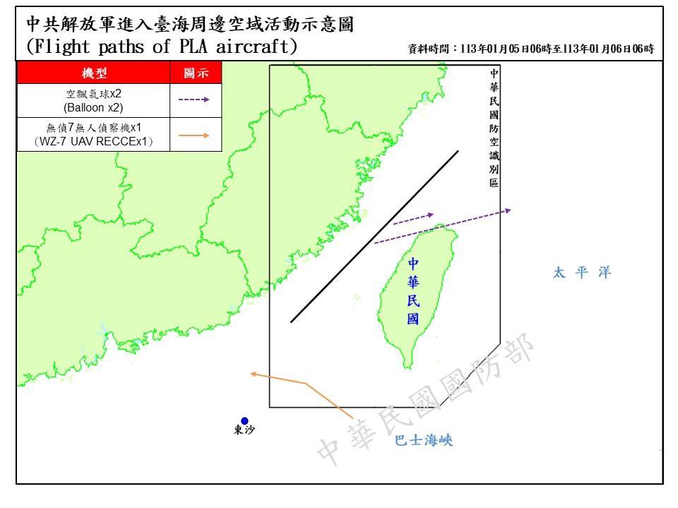 據今天上午6時的最新報告，國防部宣布已偵測到13次共機行動（其中1次進入西南空域）、5艘共艦活動，以及2枚空飄氣球在臺海周邊持續出現。 圖 : 翻攝自國防部網站