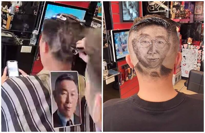 一名柯粉特地找設計師剃了一個柯文哲肖像的髮型。 圖：翻攝爆廢1公社臉書