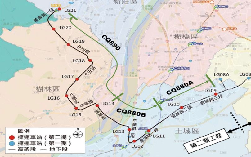 萬大線第二期工程CQ880A路段，全長約為2.84公里。 圖：台北市捷運局／提供