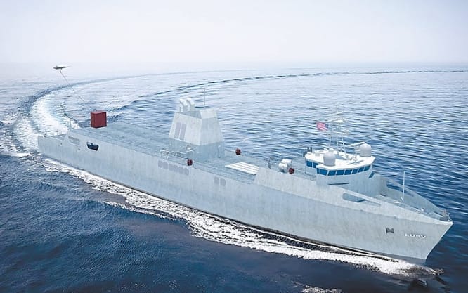 美國海軍大型無人水面艦艇 ( LUSV ) 概念圖。 圖 : 翻攝自環球時報
